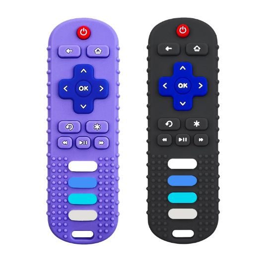 Picture of ERSIHUA 2Pcs Silicone Teething Toys, Remote Control Shape Teethers for Babies Remote Teething Toys, Silicone TV Remote Teether BPA Free/Dishwasher/Refrigerator Safe