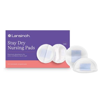 Picture of Lansinoh Stay Dry Disposable Nursing Pads, Soft and Super Absorbent Breast Pads, Breastfeeding Essentials for Moms, 100 Count