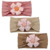 Picture of MIUXUESO 3 Pcs Baby Flower Headbands Baby Girls Nylon Headbands Soft Hairbands Hair Accessories for Newborn Infant Toddler Kids (Khaki Brown Pink)
