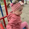 Picture of MIUXUESO 3 Pcs Baby Flower Headbands Baby Girls Nylon Headbands Soft Hairbands Hair Accessories for Newborn Infant Toddler Kids (Khaki Brown Pink)