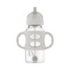 Picture of Dr. Brown's Milestones Wide-Neck Sippy Straw Bottle with 100% Silicone Handles and Weighted Straw, 9 oz/270 mL, Gray, 6m+