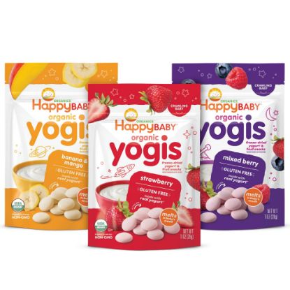 Picture of Happy Baby Organics Yogis Freeze-Dried Yogurt & Fruit Snacks, 3 Flavor Variety Pack, 1 Ounce (Pack of 3)