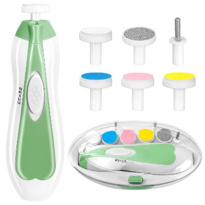 Picture of Baby Nail Trimmer Electric-12 in 1 Baby Nail Clippers Safe Baby Nail File Kit with a Nail Clipper, Scissor, Tweezers, and Nail Files (Green)