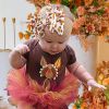 Picture of YanJie Thanksgiving Baby Headbands Turkey Printed Bows Newborn Hair Bows Fall Baby Girl Bows Orange Headband Bows Big Infant Hair Accessories Toddlers