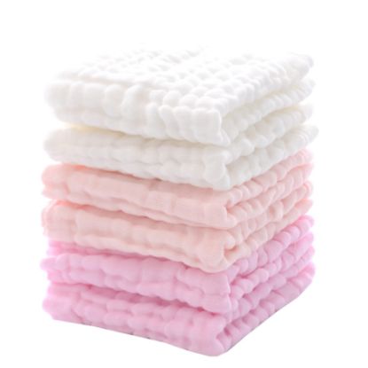Picture of MUKIN Baby Washcloths and Burp Cloths, Soft Absorbent Towels for Newborns, 6 Pack, 12x12 Inches (Pink)