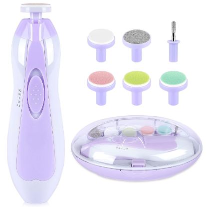Picture of Baby Nail Trimmer Electric,Baby Nail Clippers, 6 in 1 Baby Nail File,Nail File Baby Grooming Kit Manicure Set for Toddler or Adults (Purple)