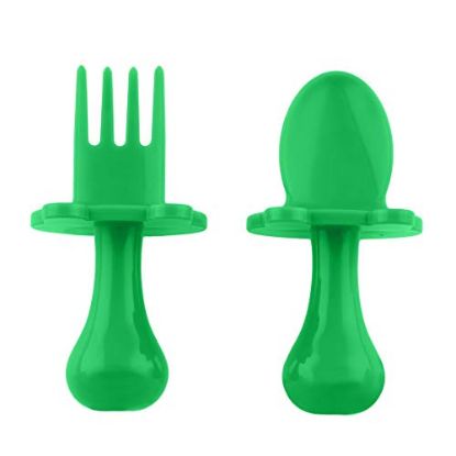 Picture of EZTOTZ Self Feeding Baby Utensils - Mini Baby Spoon & Baby Fork Training Set for Baby Led Weaning - Anti-Choke Toddler Silverware - 6-12 Months+ - Safe, Non-Toxic & BPA Free - Made in USA