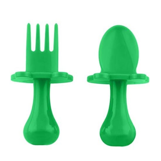 Picture of EZTOTZ Self Feeding Baby Utensils - Mini Baby Spoon & Baby Fork Training Set for Baby Led Weaning - Anti-Choke Toddler Silverware - 6-12 Months+ - Safe, Non-Toxic & BPA Free - Made in USA