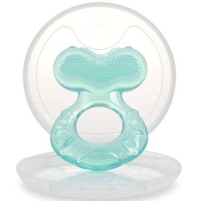 Picture of Nuby Silicone Teethe-EEZ Teether with Bristles, Includes Hygienic Case, Aqua (Pack of 1)