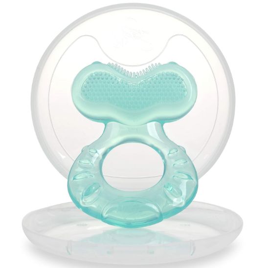 Picture of Nuby Silicone Teethe-EEZ Teether with Bristles, Includes Hygienic Case, Aqua (Pack of 1)