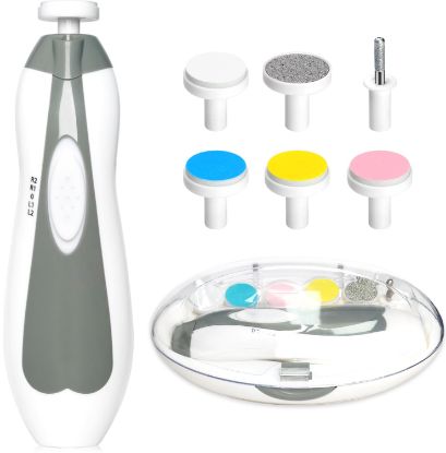 Picture of Baby Nail Trimmer Electric, 6 in 1 Baby Nail Clippers, Baby Nail File,Nail File Baby Grooming Kit Manicure Set for Toddler, Newborn or Adults (Grey)