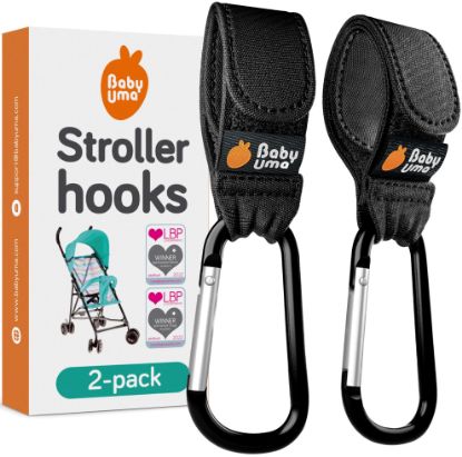 Picture of Baby Uma Stroller Hooks for Bags (2 Pack) - Universal Stroller Clips and Hooks, Non-Slip with One-Hand Opening, 11 lb Weight Capacity, Baby Travel Essential