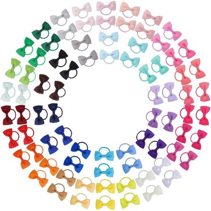 Picture of Jollybows 80 Pcs Hair Bow Tie For Girls - Baby Mini Hair Tie Bows Elastic Hair Accessories For Toddler Infant