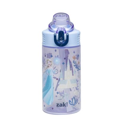 Picture of Zak Designs Disney Frozen Sage Kids Water Bottle For School or Travel, 16oz Durable Plastic Water Bottle With Straw, Handle, and Leak-Proof, Pop-Up Spout Cover (Anna, Elsa, Olaf)