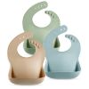 Picture of PandaEar Set of 3 Silicone Baby Bibs Waterproof, Soft, Unisex, 10-72 Months (Brown/Blue/Green)