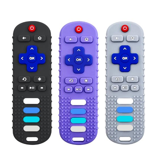 Picture of ERSIHUA 3Pcs Silicone Teething Toys, Remote Control Shape Teethers for Babies Remote Teething Toys, Silicone TV Remote Teether BPA Free/Dishwasher/Refrigerator Safe