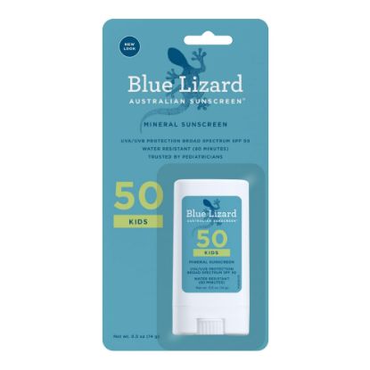 Picture of BLUE LIZARD Mineral Sunscreen Stick with Zinc Oxide SPF 50+ Water Resistant UVA/UVB Protection Easy to Apply Fragrance Free, Kids, Unscented, 0.5 oz