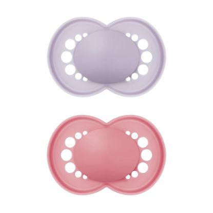 Picture of MAM Original Matte Baby Pacifiers, Binky for 6-16 Months, BPA-Free Silicone Nipple, Easy to Clean, Best for Breastfed Babies, Developed with Medical Experts, 2 Count Binkies with Sterilizer Case