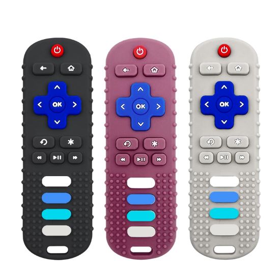 Picture of ERSIHUA 3Pcs Silicone Teething Toys, Remote Control Shape Teethers for Babies Remote Teething Toys, Silicone TV Remote Teether BPA Free/Dishwasher/Refrigerator Safe