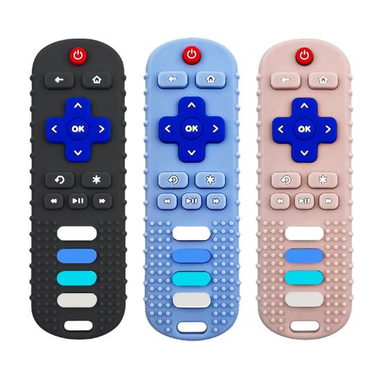 Picture of ERSIHUA 3Pcs Silicone Teething Toys, Remote Control Shape Teethers for Babies Remote Teething Toys, Silicone TV Remote Teether BPA Free/Dishwasher/Refrigerator Safe