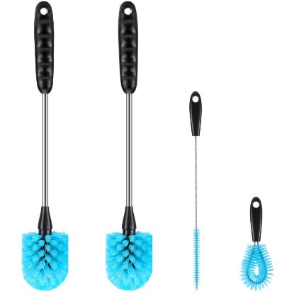 Picture of AnDocK Bottle Brush Cleaner Set, Long Handle 3-in-1 Stainless Steel Water Bottle Cleaning Brush for Washing Narrow Neck Bottle, Sport Bottle, Baby Bottle, Flask, Straw, Tumbler, Cup Cover.