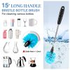 Picture of AnDocK Bottle Brush Cleaner Set, Long Handle 3-in-1 Stainless Steel Water Bottle Cleaning Brush for Washing Narrow Neck Bottle, Sport Bottle, Baby Bottle, Flask, Straw, Tumbler, Cup Cover.