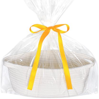Picture of ABenkle Small Basket with Gift Bags and Ribbons, Empty Gift Baskets for Mother's Day, Decorative Boho Rope Woven Nursery Storage Organizer Toy Baskets with Handle for Baby Showers, 12"X 8" X 5"