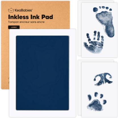 Picture of 1-Pack Inkless Hand and Footprint Kit - Ink Pad for Baby Hand and Footprints - Dog Paw Print Kit,Dog Nose Print Kit - Baby Footprint Kit, Clean Touch Baby Foot Printing Kit,Handprint Kit (Navy, Jumbo)