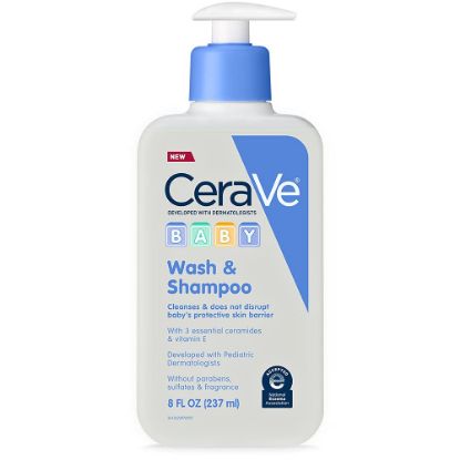Picture of CeraVe Baby Wash & Shampoo, Fragrance, Paraben, & Sulfate Free Shampoo for Tear-Free Baby Bath Time, 8 Ounce