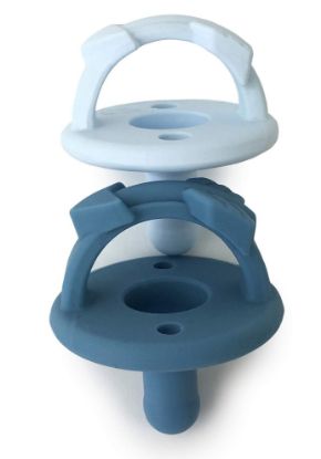 Picture of Itzy Ritzy Silicone Pacifiers for Newborn - Sweetie Soother Pacifiers Feature Collapsible Handle & Two Air Holes for Added Safety; for Ages Newborn and Up, Set of 2 in Light Blue & Dark Blue