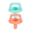 Picture of Itzy Ritzy Silicone Pacifiers for Newborn - Sweetie Soother Pacifiers Feature Collapsible Handle & Two Air Holes for Added Safety; for Ages Newborn and Up, Set of 2 in Aquamarine & Peach