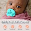 Picture of Itzy Ritzy Silicone Pacifiers for Newborn - Sweetie Soother Pacifiers Feature Collapsible Handle & Two Air Holes for Added Safety; for Ages Newborn and Up, Set of 2 in Aquamarine & Peach