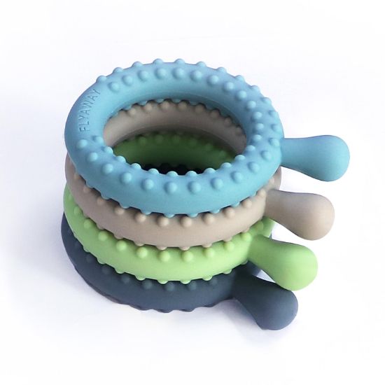 Picture of Flyaway Sensory Chew Toys for Autistic Children 4 Pack, Silicone Sensory Toys for Toddlers 1-3 Kids Adults with Autism ADHD SPD, Q Shape Teething Toys for Baby Oral Motor Stimulation