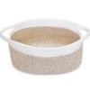 Picture of ABenkle Small Woven Basket, 12" x 8" x 5" - Cute Storage Basket with Handles for Room, Cat & Dog Toys, Gift Box