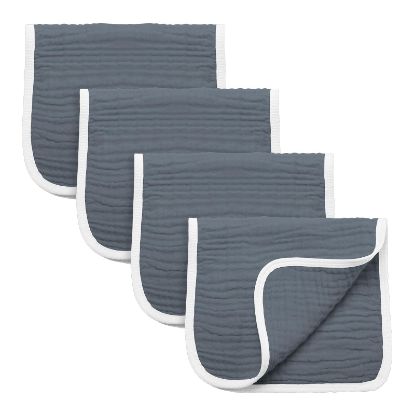 Picture of Synrroe Burp Cloths Large, Muslin Burp Cloths for Baby Girls and Boys, Pack of 4 Extra Absorbent and Soft Muslin, 6 Layers 20 by 10 Inches 100% Cotton (Dark Grey 4 Pack)