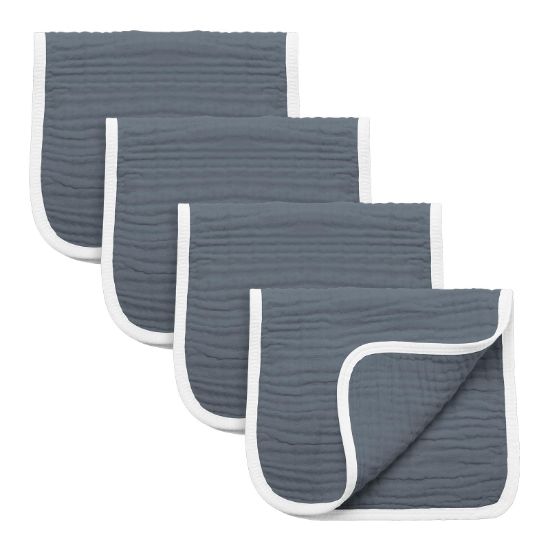 Picture of Synrroe Burp Cloths Large, Muslin Burp Cloths for Baby Girls and Boys, Pack of 4 Extra Absorbent and Soft Muslin, 6 Layers 20 by 10 Inches 100% Cotton (Dark Grey 4 Pack)