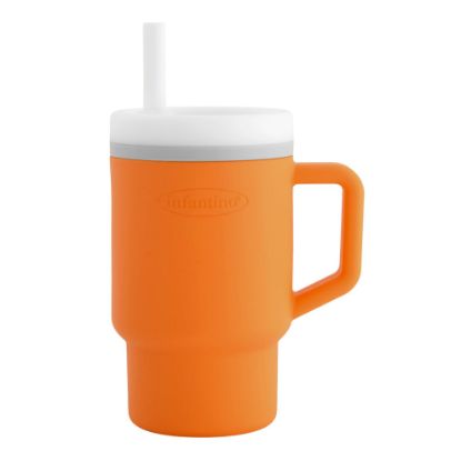 Picture of Infantino My 1st Tumbler - Adorable Miniature Tumbler with Leak-Resistant Straw and Toddler-Friendly Handle, Encourages Hydration, Easy to Clean, 9 fl. oz, Creamsicle
