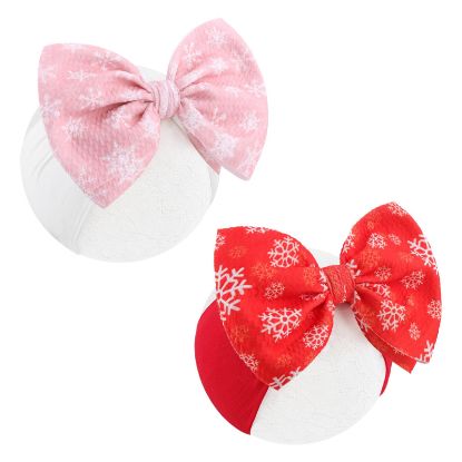 Picture of YanJie Christmas Baby Girls Headbands Red Bow Pink Snowflake Headband Newborn Wide Headwraps Snowman Headband Hair Accessories Infant Toddlers