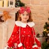Picture of YanJie Christmas Baby Girls Headbands Red Bow Pink Snowflake Headband Newborn Wide Headwraps Snowman Headband Hair Accessories Infant Toddlers