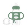 Picture of Dr. Brown's Milestones Wide-Neck Sippy Spout Bottle with 100% Silicone Handles, Easy-Grip Handles with Soft Sippy Spout, 9oz/270mL, Green, 1-Pack, 6m+