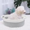 Picture of ABenkle Small Basket, 12"x 8" x 5" Cute Small Woven Basket, Rope Room Shelf Storage Basket, Cat Dog Toys Basket Chest Box, Decorative Empty Gift Basket with Handles
