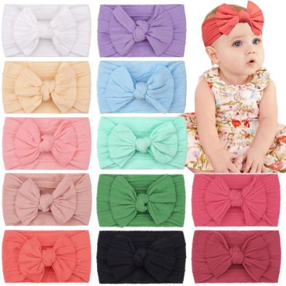 Picture of CÉLLOT Super Stretchy Soft Knot Headbands with Hair Bows Head Wrap Hair Accessories For Newborn Baby Girls Infant Toddlers Kids