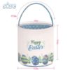 Picture of LessMo Easter Bunny Basket Egg Buckets Gifts Tote Bags, Canvas Cotton Blue Cute Personalized Egg Hunt Basket Stuffers for Easter Party