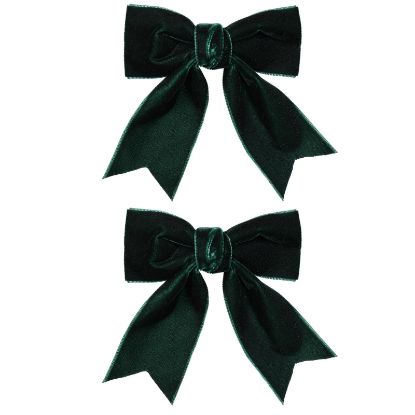 Picture of Velvet Dark Green Hair Bows Clips 4" Christmas Party Dress Decor Accessory for Toddler Teen Girls Big Fall Velvet Ribbon Bow-knot Alligator Barrettes Hairpins Kids New Year Gift