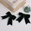 Picture of Velvet Dark Green Hair Bows Clips 4" Christmas Party Dress Decor Accessory for Toddler Teen Girls Big Fall Velvet Ribbon Bow-knot Alligator Barrettes Hairpins Kids New Year Gift