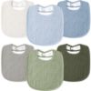 Picture of Susurration Muslin Baby Bibs 6 Pack Bandana Drool Bibs,Soft Square Adjustable Baby Drooling Bibs for Unisex Girls & Boys(Dark&Light)
