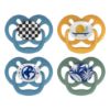 Picture of Dr. Brown's Advantage Glow-in-the-Dark Baby Pacifier, Fully Symmetrical Soother with Soft Silicone Bulb, Skateboard Snail-Blue Nature, 6-18m, BPA Free, 4 Pack
