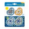 Picture of Dr. Brown's Advantage Glow-in-the-Dark Baby Pacifier, Fully Symmetrical Soother with Soft Silicone Bulb, Skateboard Snail-Blue Nature, 6-18m, BPA Free, 4 Pack