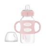 Picture of Dr. Brown's Milestones Wide-Neck Sippy Spout Bottle with 100% Silicone Handles, Easy-Grip Handles with Soft Sippy Spout, 9oz/270mL, Light-Pink, 1-Pack, 6m+