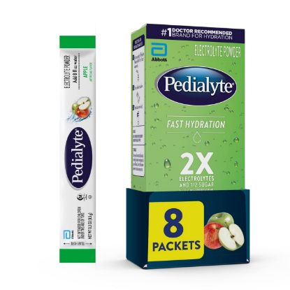 Picture of Pedialyte Fast Hydration Electrolyte Powder Packets, Apple, Hydration Drink, 8 Single-Serving Powder Packets